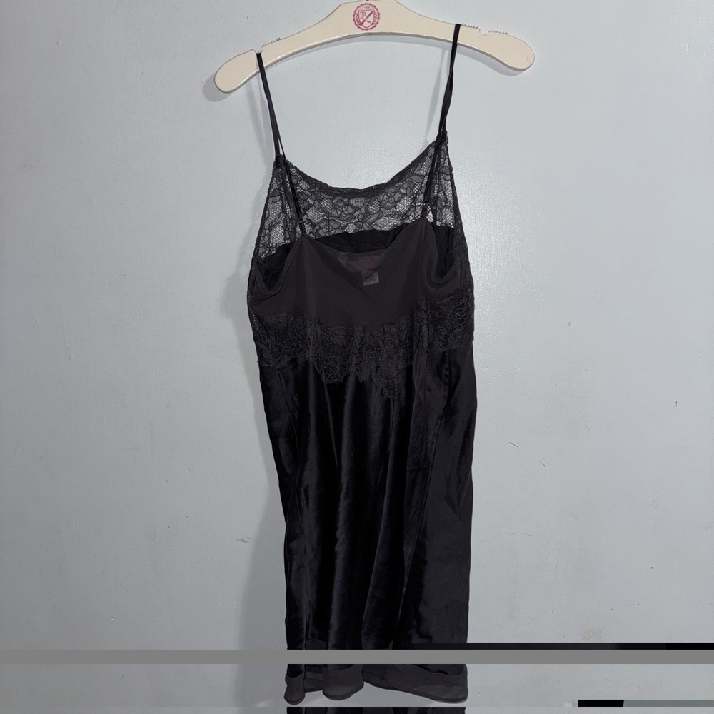Victorias Secret 2008 Vintage Romantic Gothic Black Silk Lace Slip Dress Size M - Picture 4 of 6